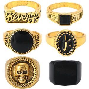 6Pcs Gold Knuckle Stackable Finger Rings Set Retro Rings